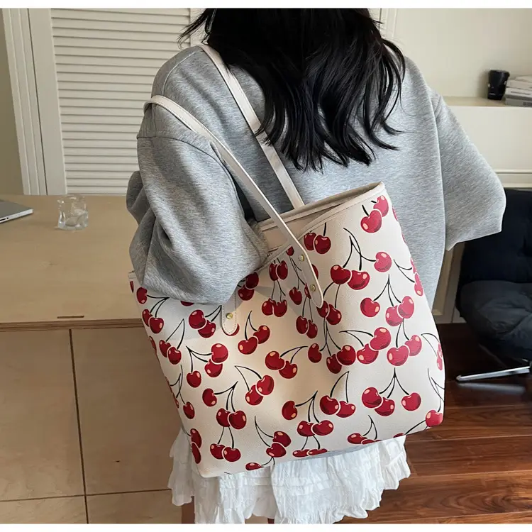 2025 Cherry Print Shoulder Crossbody Tote Bag — feature 14