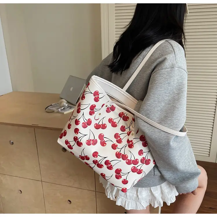 2025 Cherry Print Shoulder Crossbody Tote Bag — feature 15