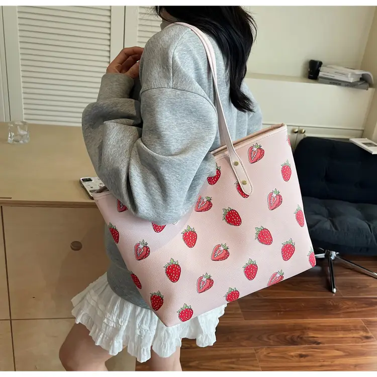2025 Cherry Print Shoulder Crossbody Tote Bag — feature 17