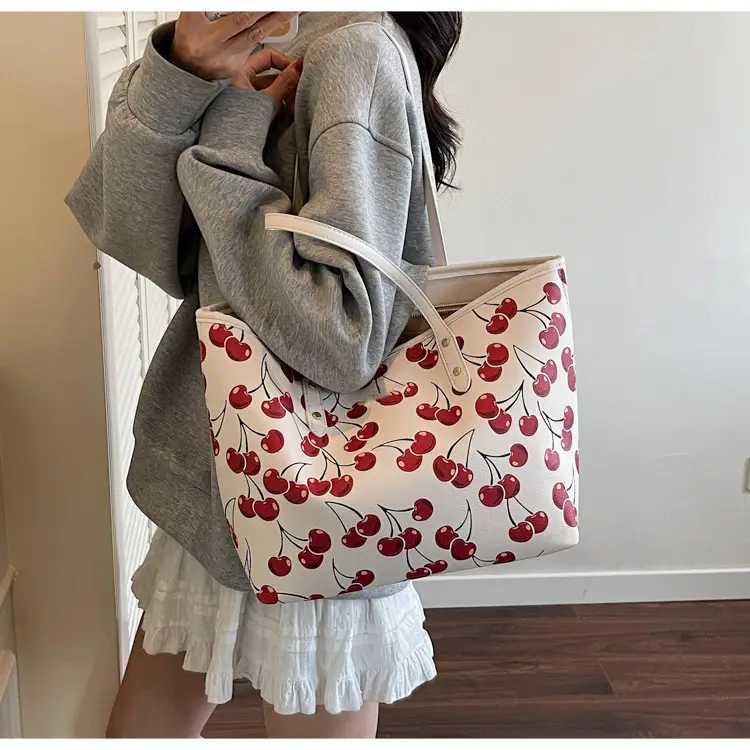 2025 Cherry Print Shoulder Crossbody Tote Bag — feature 19