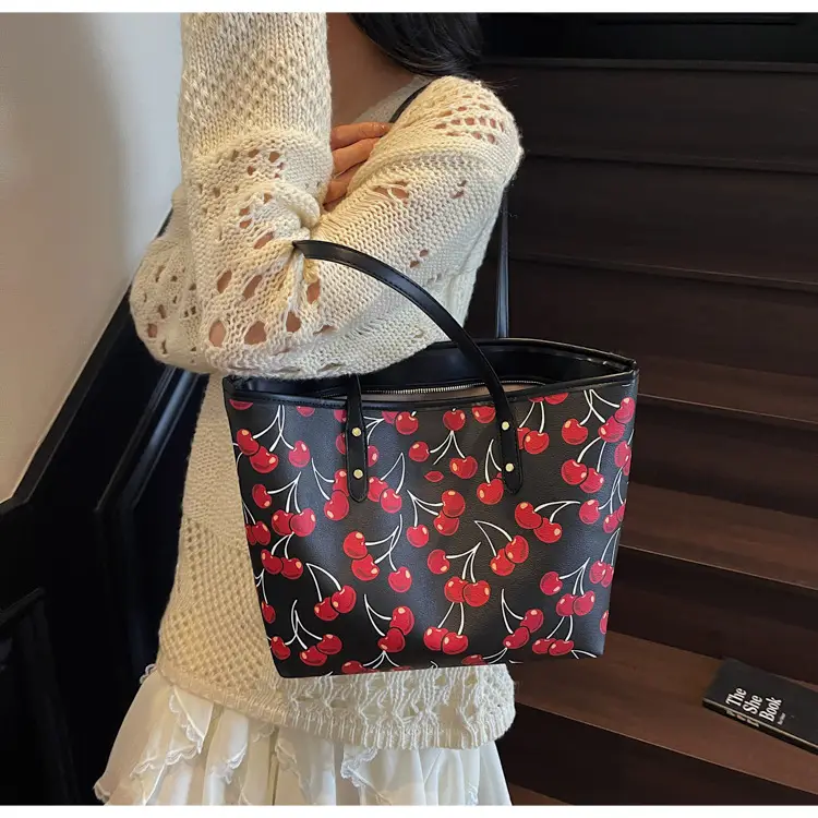 2025 Cherry Print Shoulder Crossbody Tote Bag — feature 25