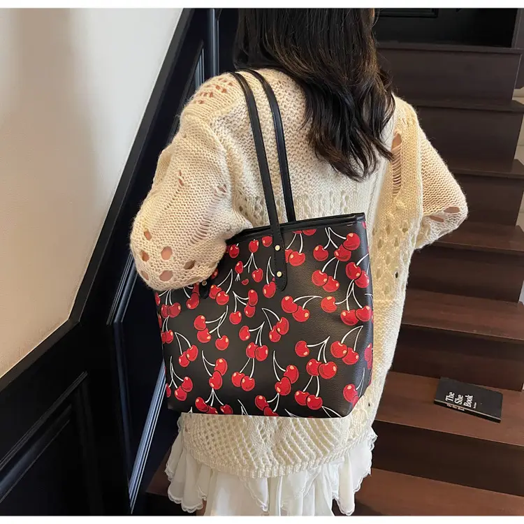 2025 Cherry Print Shoulder Crossbody Tote Bag — feature 27