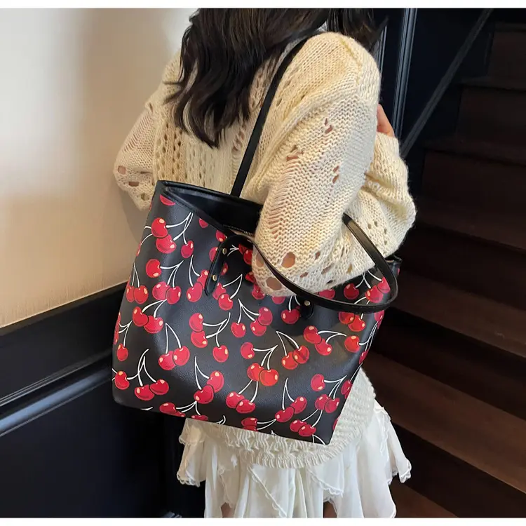 2025 Cherry Print Shoulder Crossbody Tote Bag — feature 29