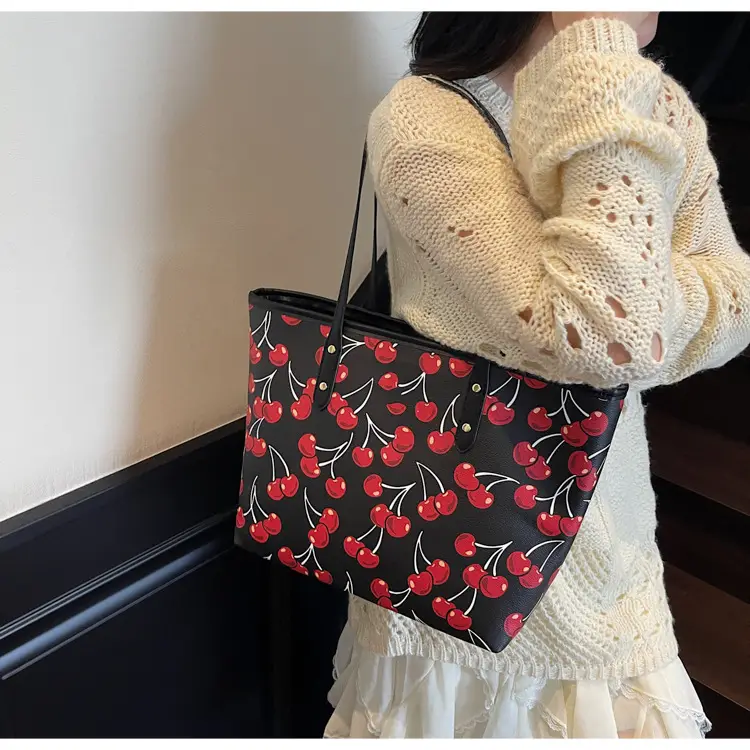 2025 Cherry Print Shoulder Crossbody Tote Bag — feature 31
