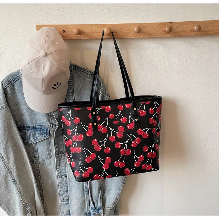 2025 Cherry Print Shoulder Crossbody Tote Bag — feature 34