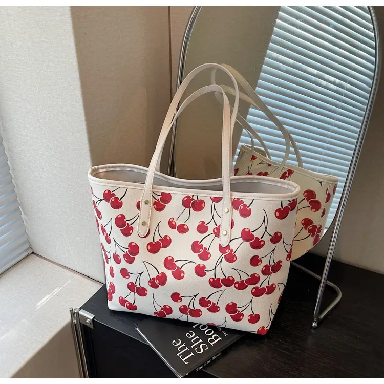 2025 Cherry Print Shoulder Crossbody Tote Bag — feature 35