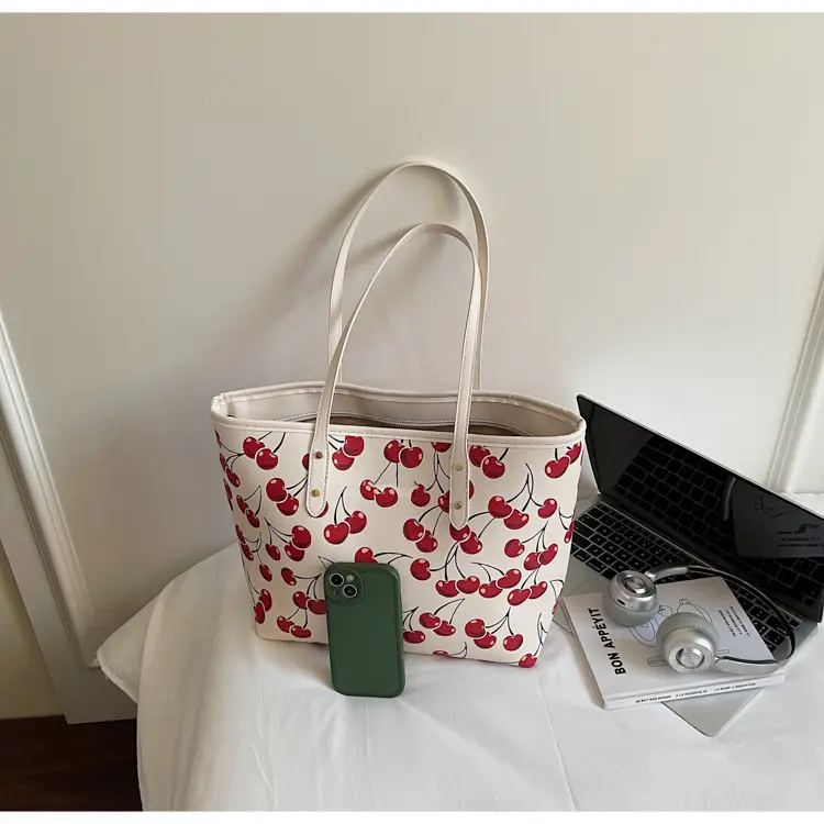 2025 Cherry Print Shoulder Crossbody Tote Bag — feature 4