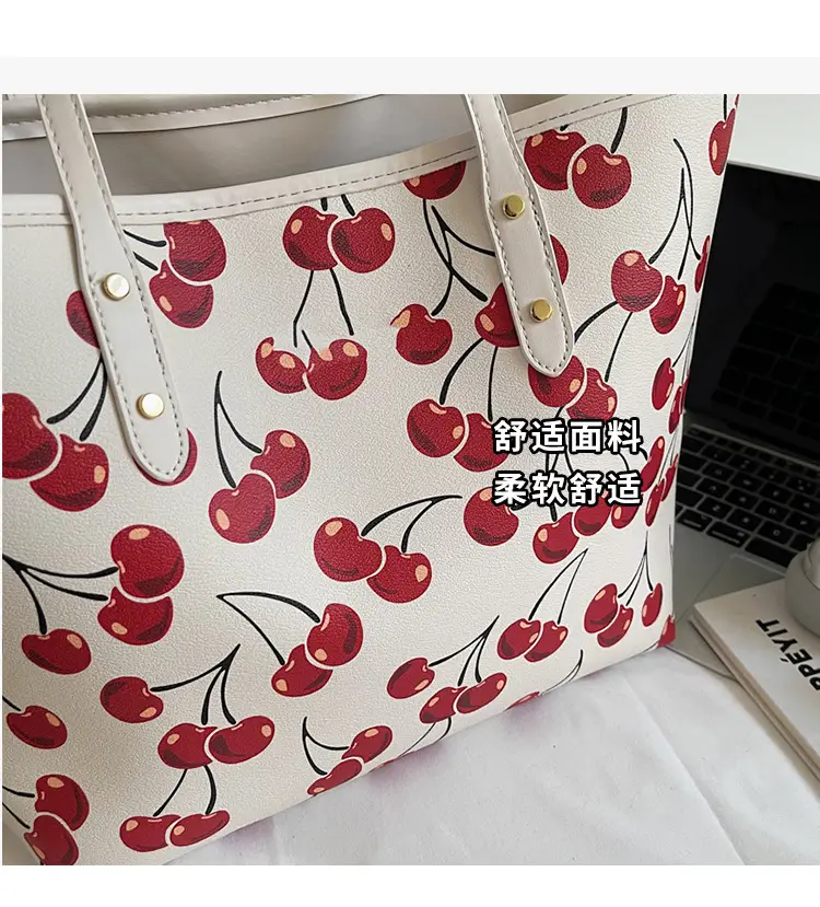 2025 Cherry Print Shoulder Crossbody Tote Bag — feature 9