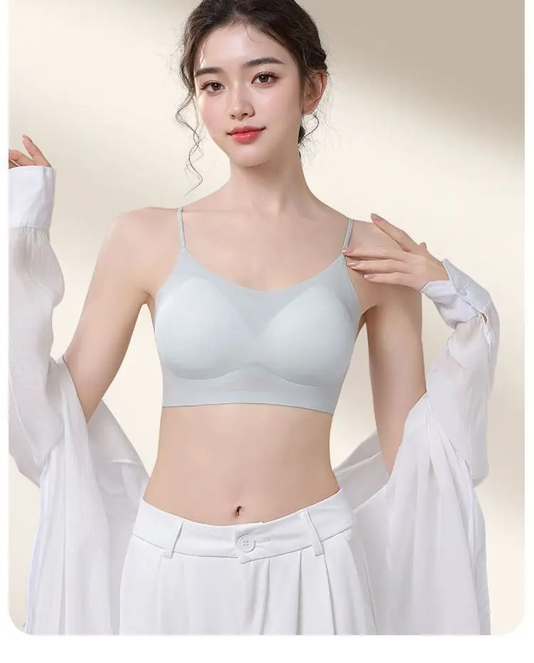 Summer Specializes in Cool-Feeling Small Ice Cups, Thin-Shouldered Ice Silk Zero-Degree Bras, Breathable Side-Closing, Wire-Free, Thin Intimates for Women — feature 25