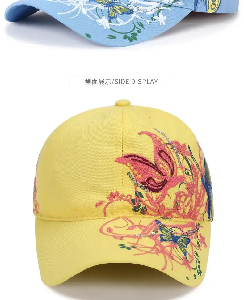 Women Butterfly Embroidered Pink Baseball Cap — feature 10