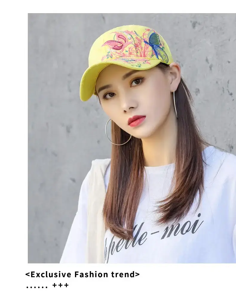 Women Butterfly Embroidered Pink Baseball Cap — feature 19