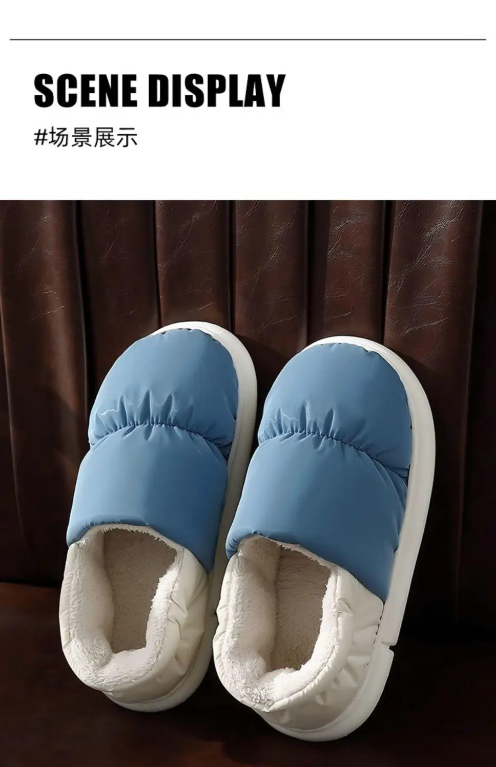 Men's down Cotton Slippers, Men's Winter Bag Heels, Home Plus Velvet Warm Couple Waterproof Cotton Slippers for Women to Wear Outside — feature 10