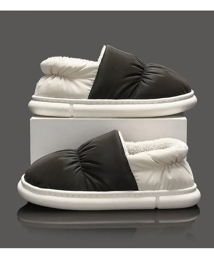 Men's down Cotton Slippers, Men's Winter Bag Heels, Home Plus Velvet Warm Couple Waterproof Cotton Slippers for Women to Wear Outside — feature 13