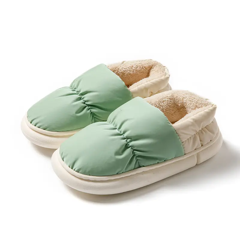 Men's down Cotton Slippers, Men's Winter Bag Heels, Home Plus Velvet Warm Couple Waterproof Cotton Slippers for Women to Wear Outside
