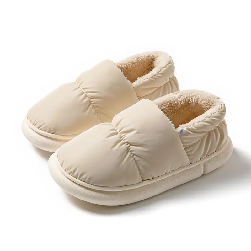 Men's down Cotton Slippers, Men's Winter Bag Heels, Home Plus Velvet Warm Couple Waterproof Cotton Slippers for Women to Wear Outside