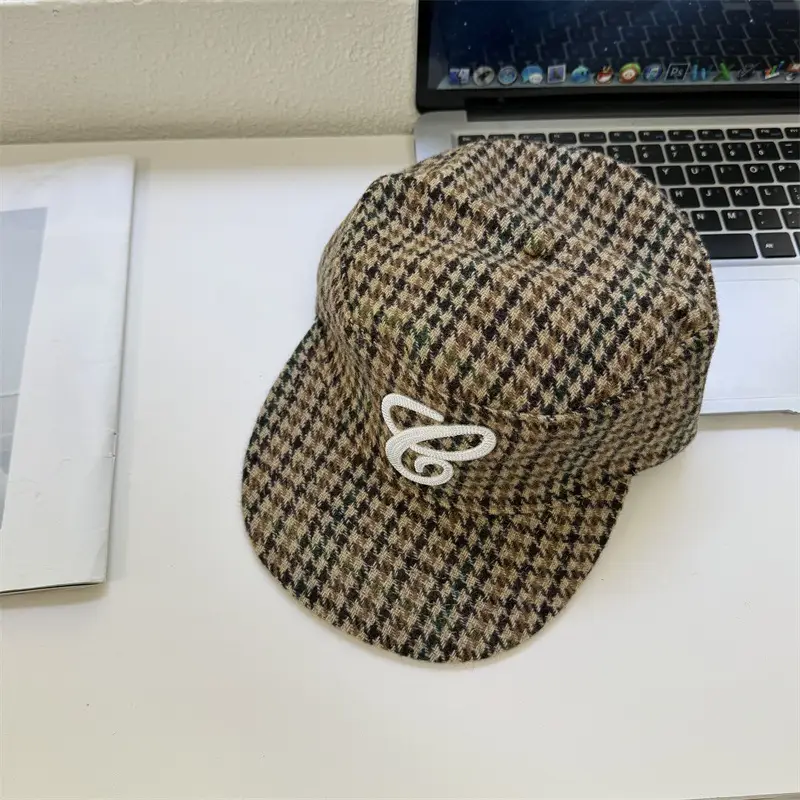 Vintage Embroidered Flat Cap with Leopard Print Design - Image 4