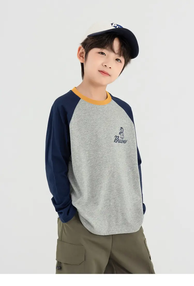 Duoduo Boys Long Sleeve T-Shirt Green Grey Rolling — feature 30