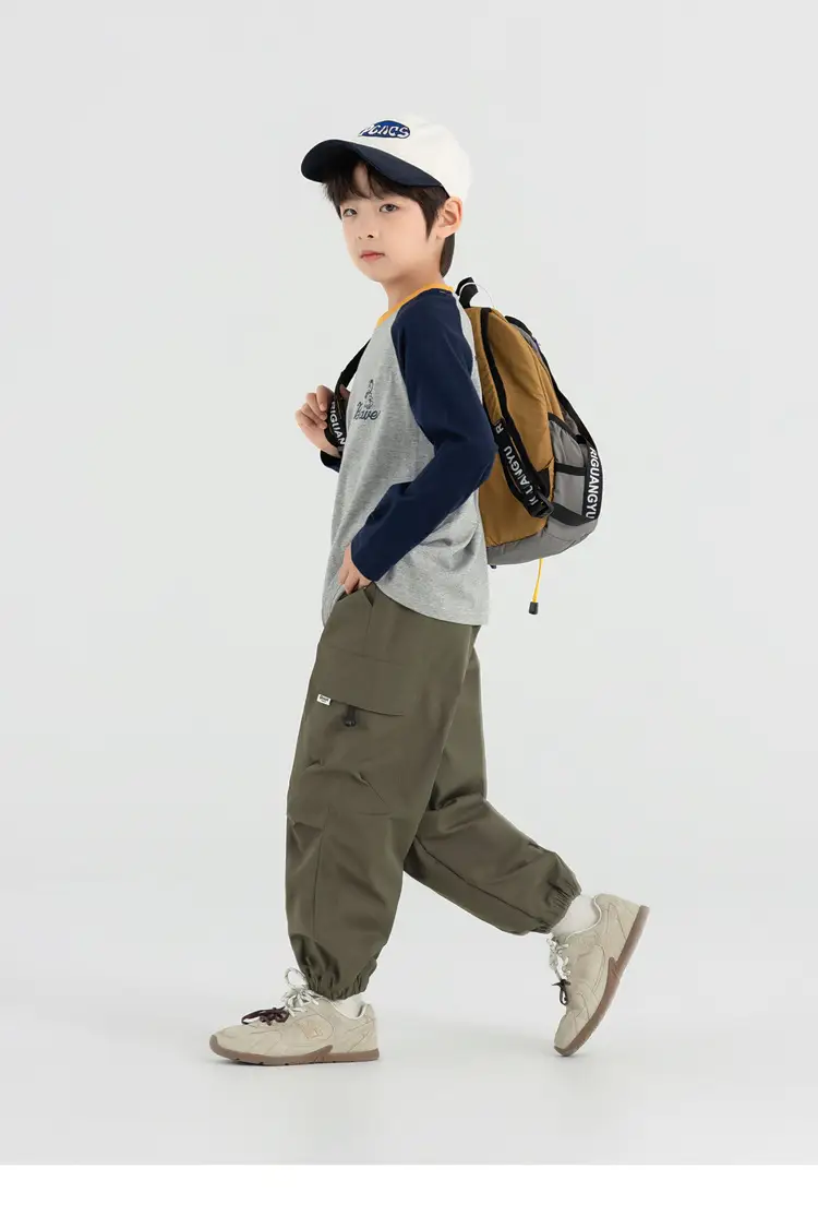 Duoduo Boys Long Sleeve T-Shirt Green Grey Rolling — feature 32