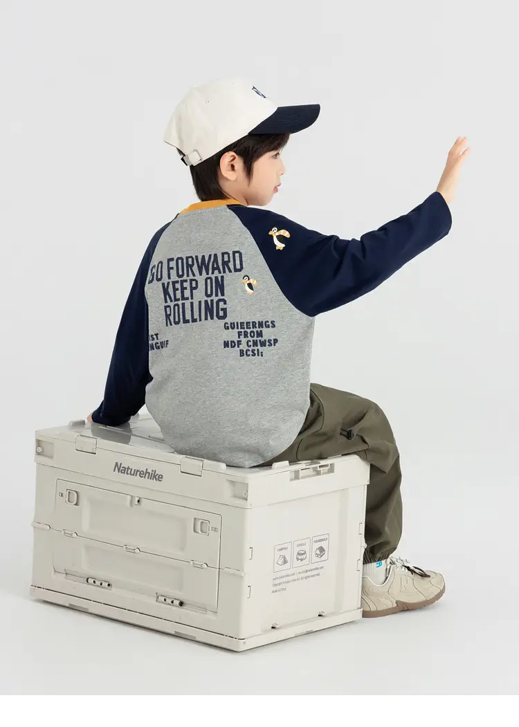 Duoduo Boys Long Sleeve T-Shirt Green Grey Rolling — feature 36