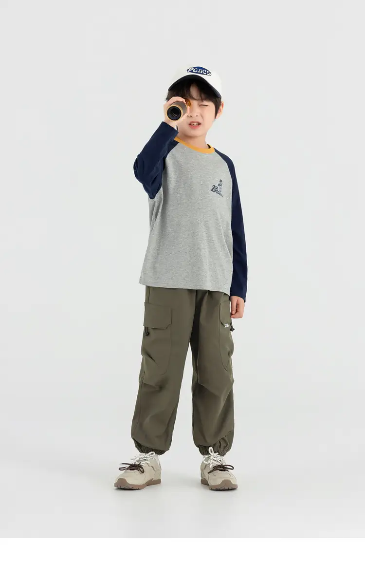 Duoduo Boys Long Sleeve T-Shirt Green Grey Rolling — feature 39