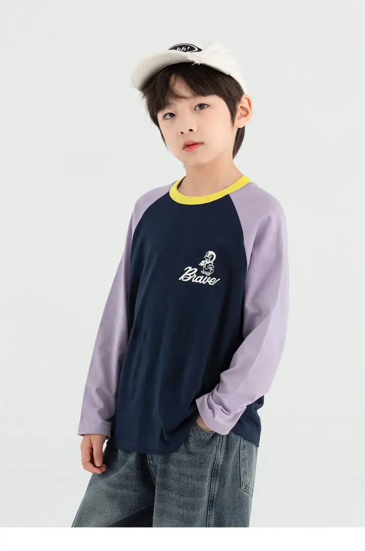 Duoduo Boys Long Sleeve T-Shirt Green Grey Rolling — feature 40