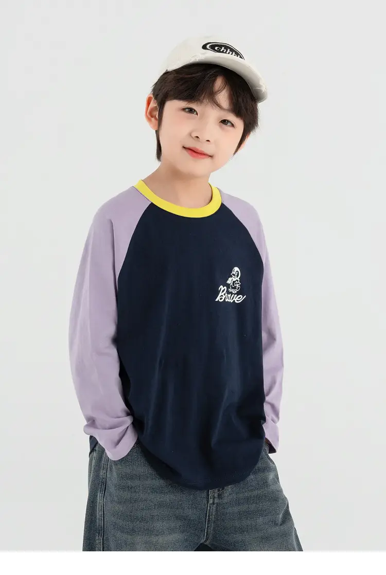 Duoduo Boys Long Sleeve T-Shirt Green Grey Rolling — feature 42