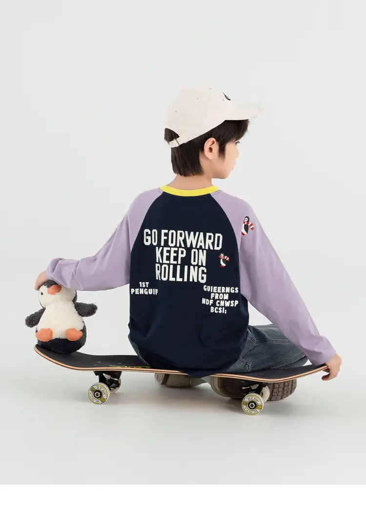 Duoduo Boys Long Sleeve T-Shirt Green Grey Rolling — feature 44