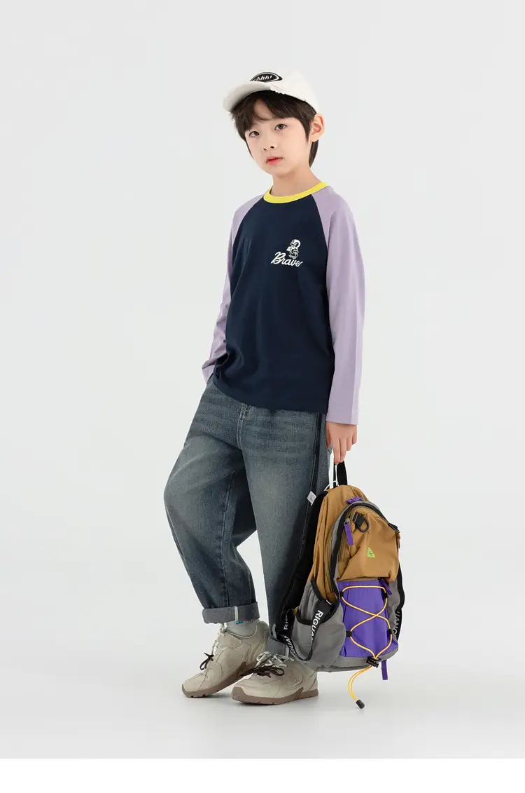 Duoduo Boys Long Sleeve T-Shirt Green Grey Rolling — feature 47