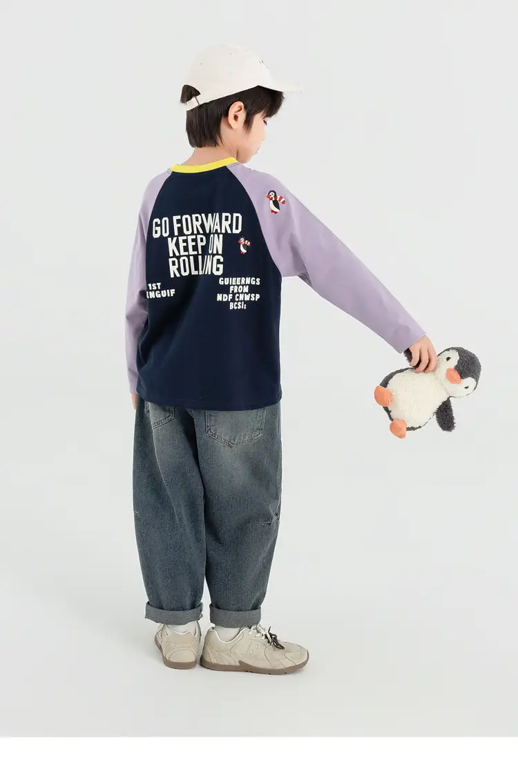Duoduo Boys Long Sleeve T-Shirt Green Grey Rolling — feature 48