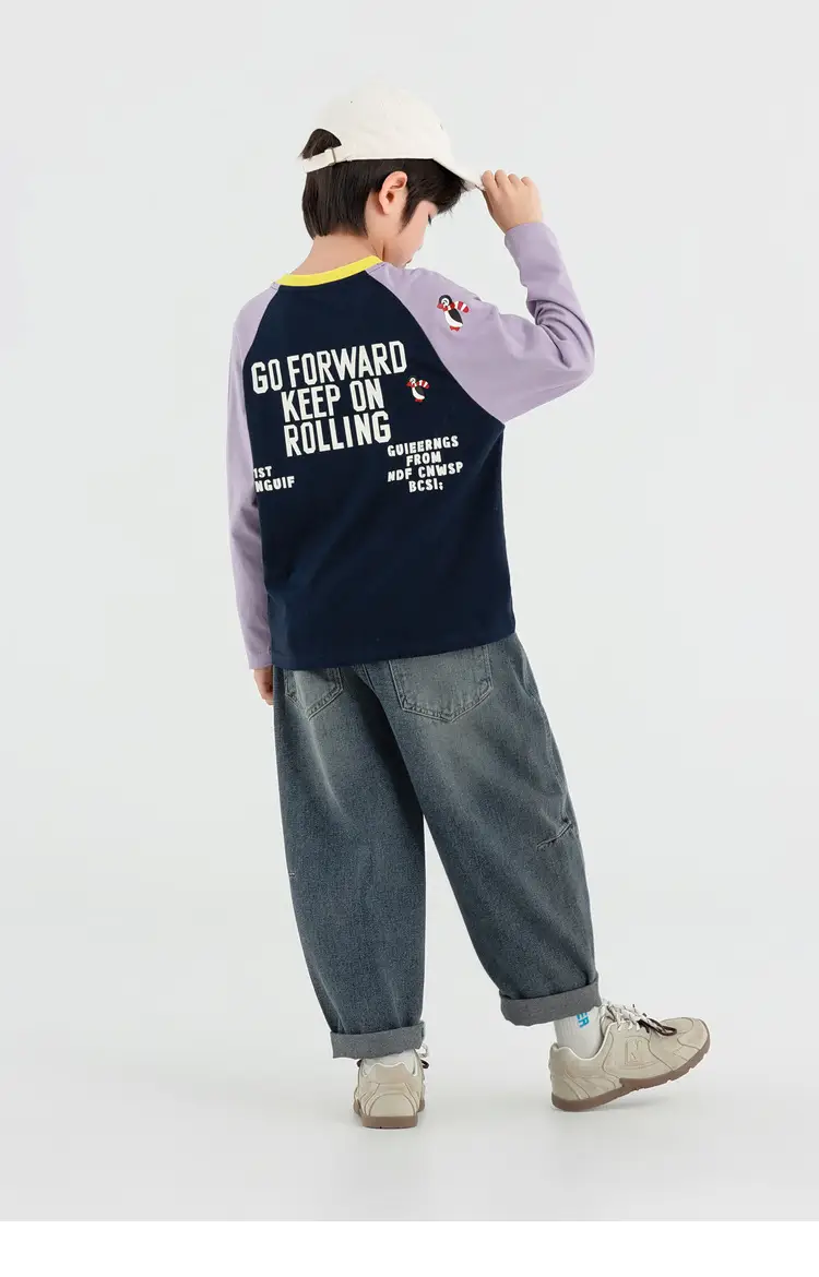 Duoduo Boys Long Sleeve T-Shirt Green Grey Rolling — feature 51