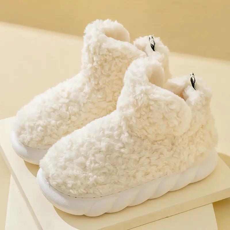 Cloud-Like Comfort Cotton Slippers with Heel Cover for Women, Autumn and Winter 2026 New Style Indoor Home Couple Thick-Soled Plush Cotton Shoes for Men Winter