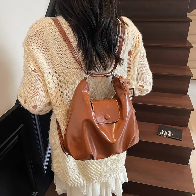 White Crossbody Shoulder Bag with Leather Strap - Image 12
