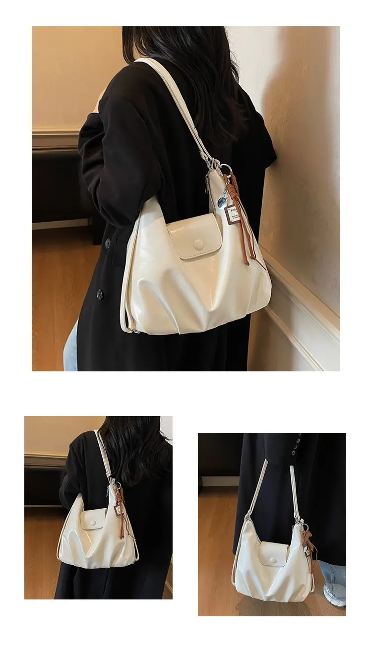White Crossbody Shoulder Bag with Leather Strap — feature 11