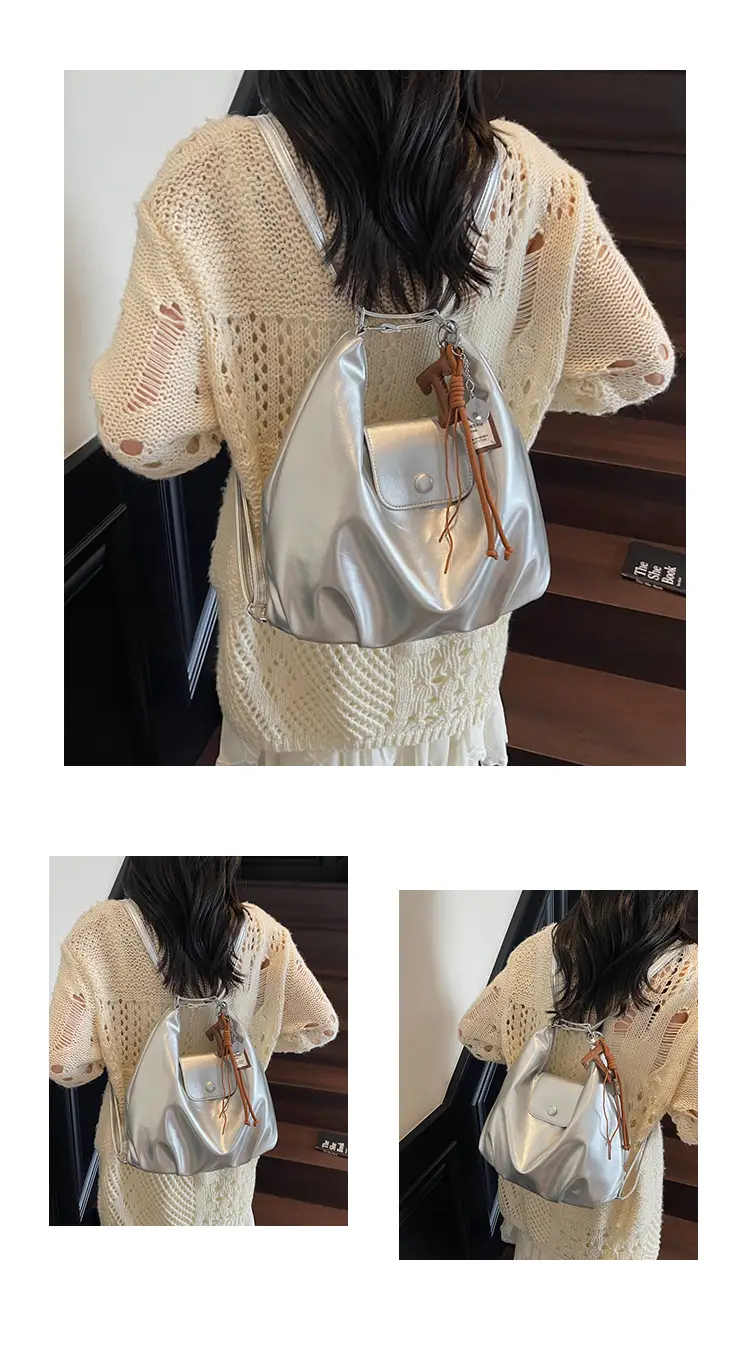White Crossbody Shoulder Bag with Leather Strap — feature 13