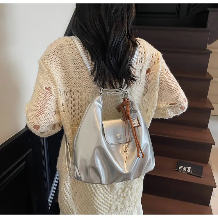 White Crossbody Shoulder Bag with Leather Strap — feature 27