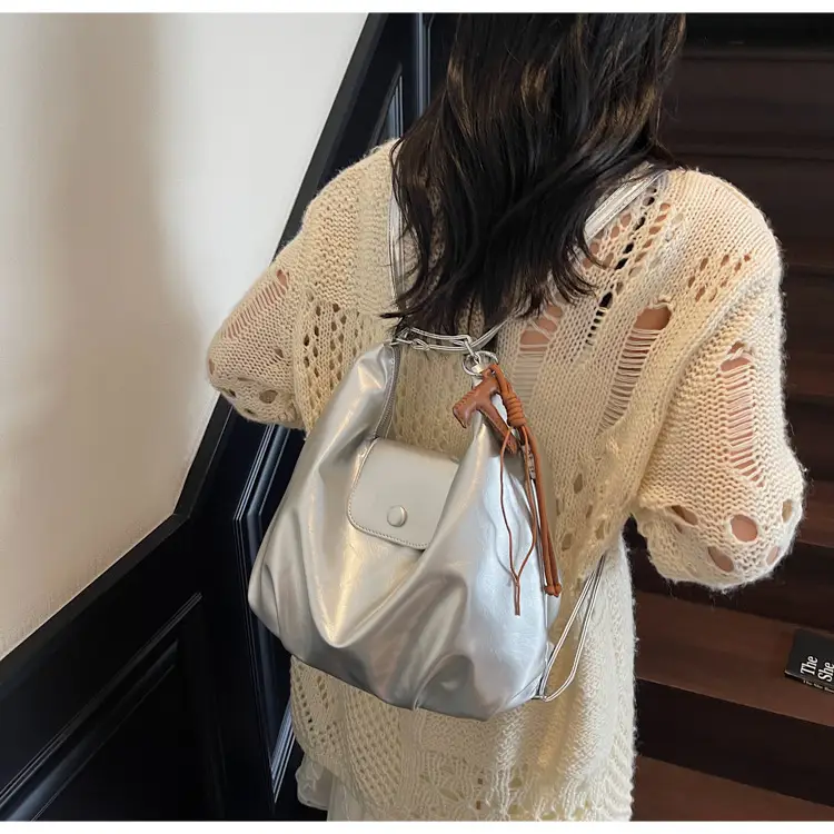 White Crossbody Shoulder Bag with Leather Strap — feature 29