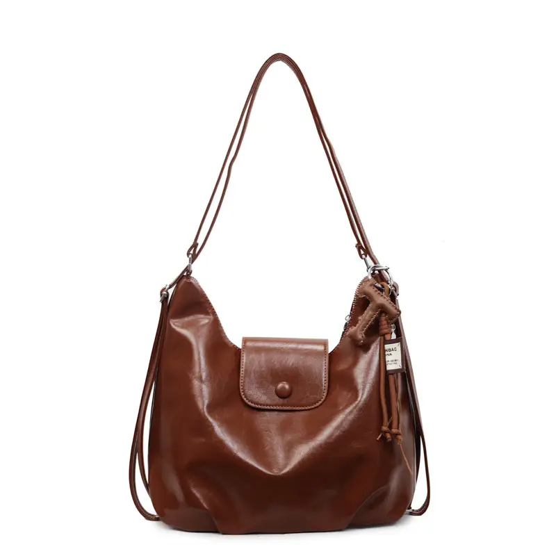 White Crossbody Shoulder Bag with Leather Strap - Image 3