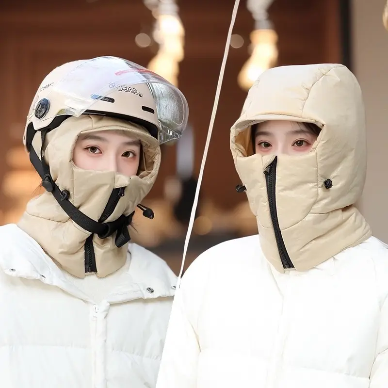 Winter Warm Hat for Women Riding Electric Bikes, Face Protection, Ear Protection, Neck Scarf, Integrated Thickeneded Lei Feng Hat, Outdoor Cold Protection Artifact — feature 7