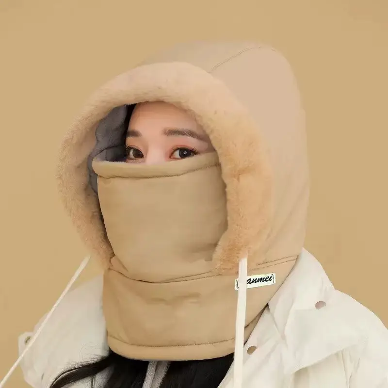 Winter Warm Hat for Women Riding Electric Bikes, Face Protection, Ear Protection, Neck Scarf, Integrated Thickeneded Lei Feng Hat, Outdoor Cold Protection Artifact