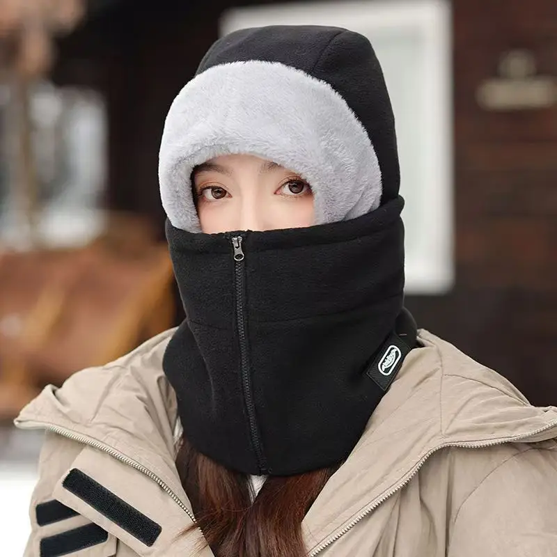 Winter Warm Hat for Women Riding Electric Bikes, Face Protection, Ear Protection, Neck Scarf, Integrated Thickeneded Lei Feng Hat, Outdoor Cold Protection Artifact