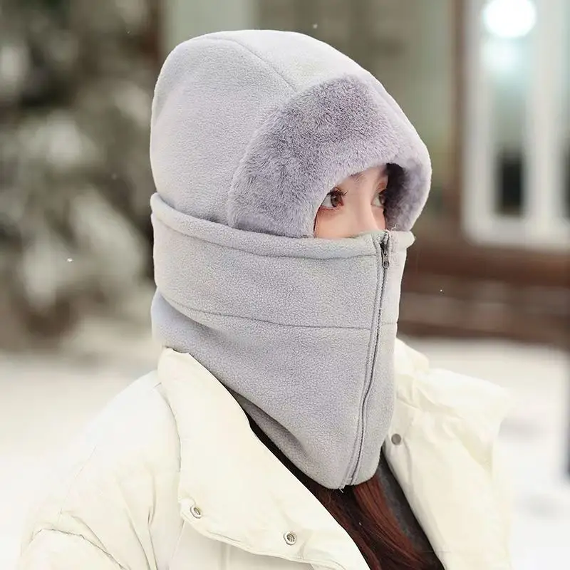 Winter Warm Hat for Women Riding Electric Bikes, Face Protection, Ear Protection, Neck Scarf, Integrated Thickeneded Lei Feng Hat, Outdoor Cold Protection Artifact