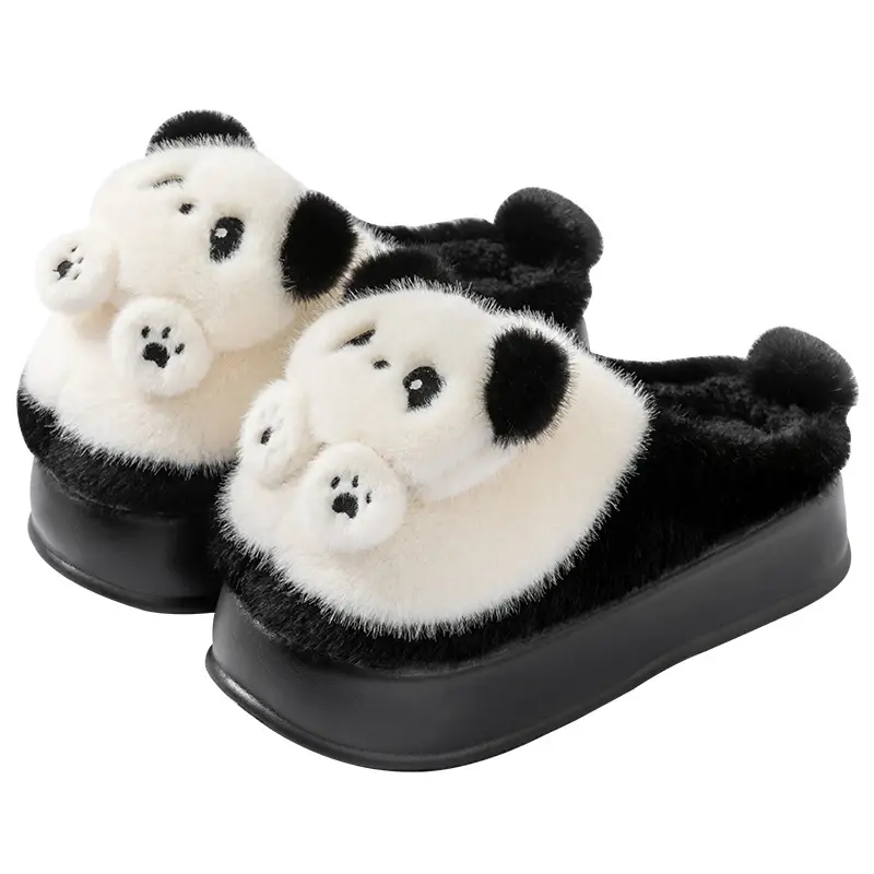 5.0 Ultra-Thick-Soled Panda Cotton Slippers for Women, Autumn and Winter 2026 New Style, Outdoor Plush Warm Cute Cotton Slippers for Women