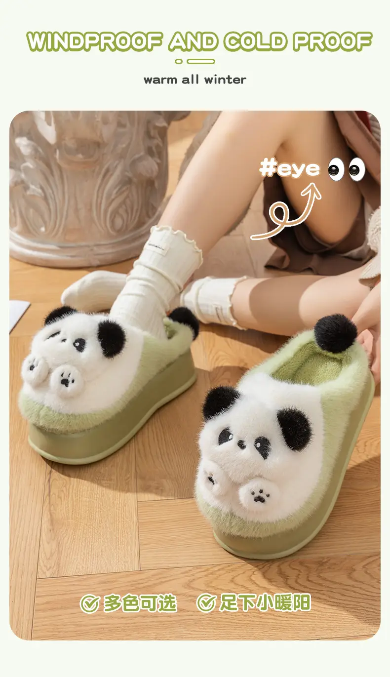 5.0 Ultra-Thick-Soled Panda Cotton Slippers for Women, Autumn and Winter 2026 New Style, Outdoor Plush Warm Cute Cotton Slippers for Women — feature 10