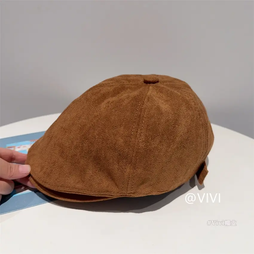 Women's Brown Retro Cap Adjustable Duckbill Beret Hat — feature 10