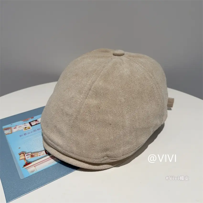 Women's Brown Retro Cap Adjustable Duckbill Beret Hat — feature 6