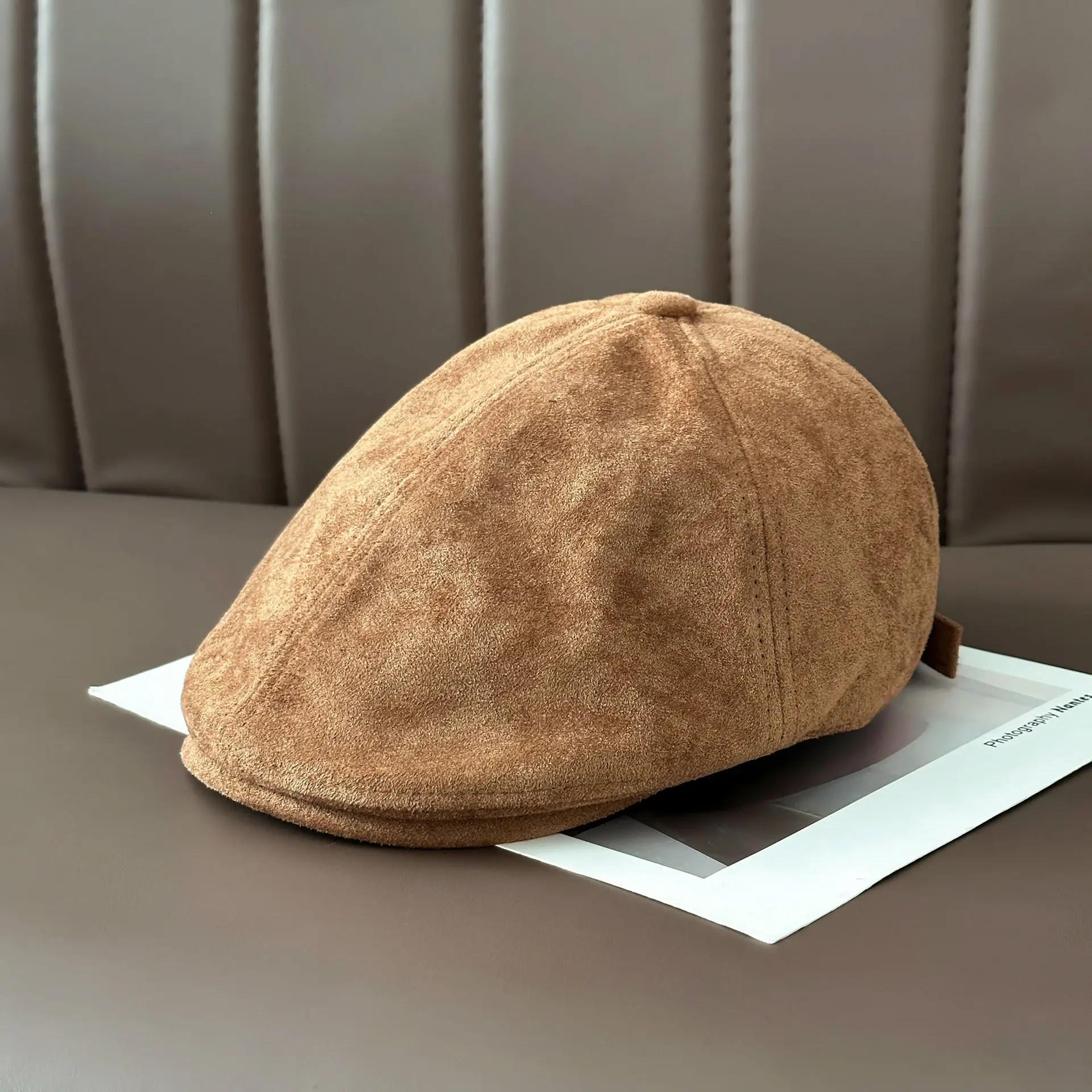 Women's Brown Retro Cap Adjustable Duckbill Beret Hat - Image 3