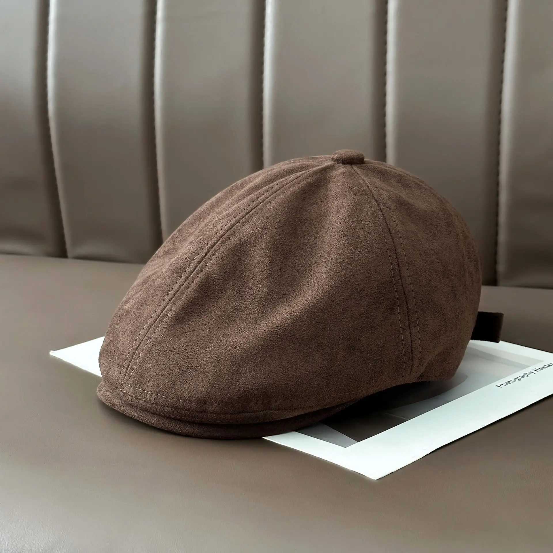 Women's Brown Retro Cap Adjustable Duckbill Beret Hat - Image 4