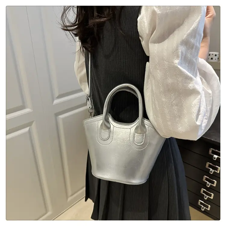 Trendy Grey Leather Bucket Bag 2025 — feature 23