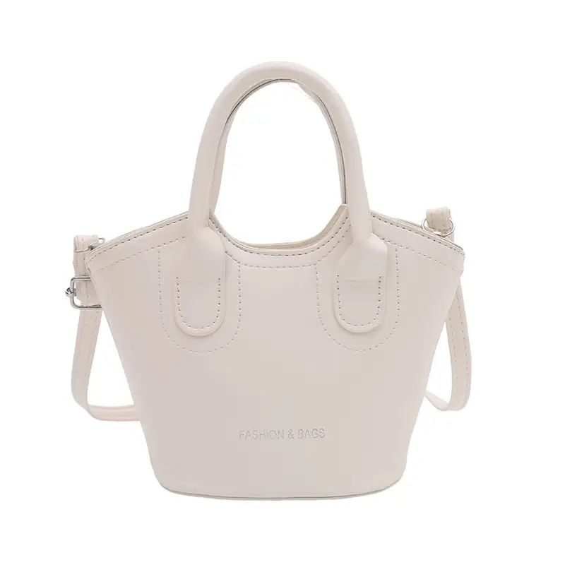 Trendy Grey Leather Bucket Bag 2025 - Image 2