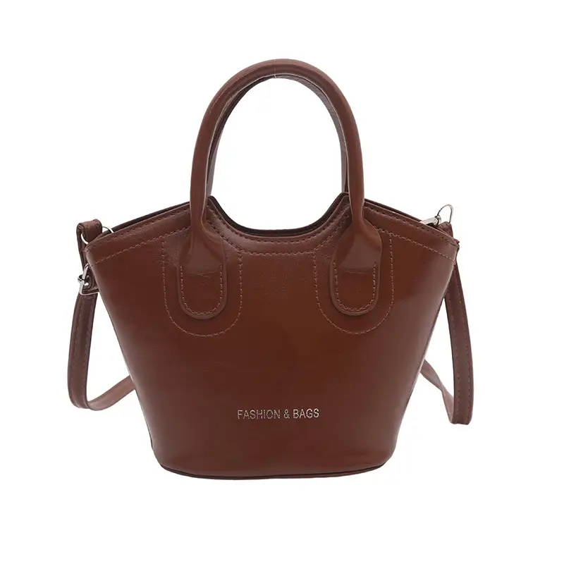 Trendy Grey Leather Bucket Bag 2025 - Image 4